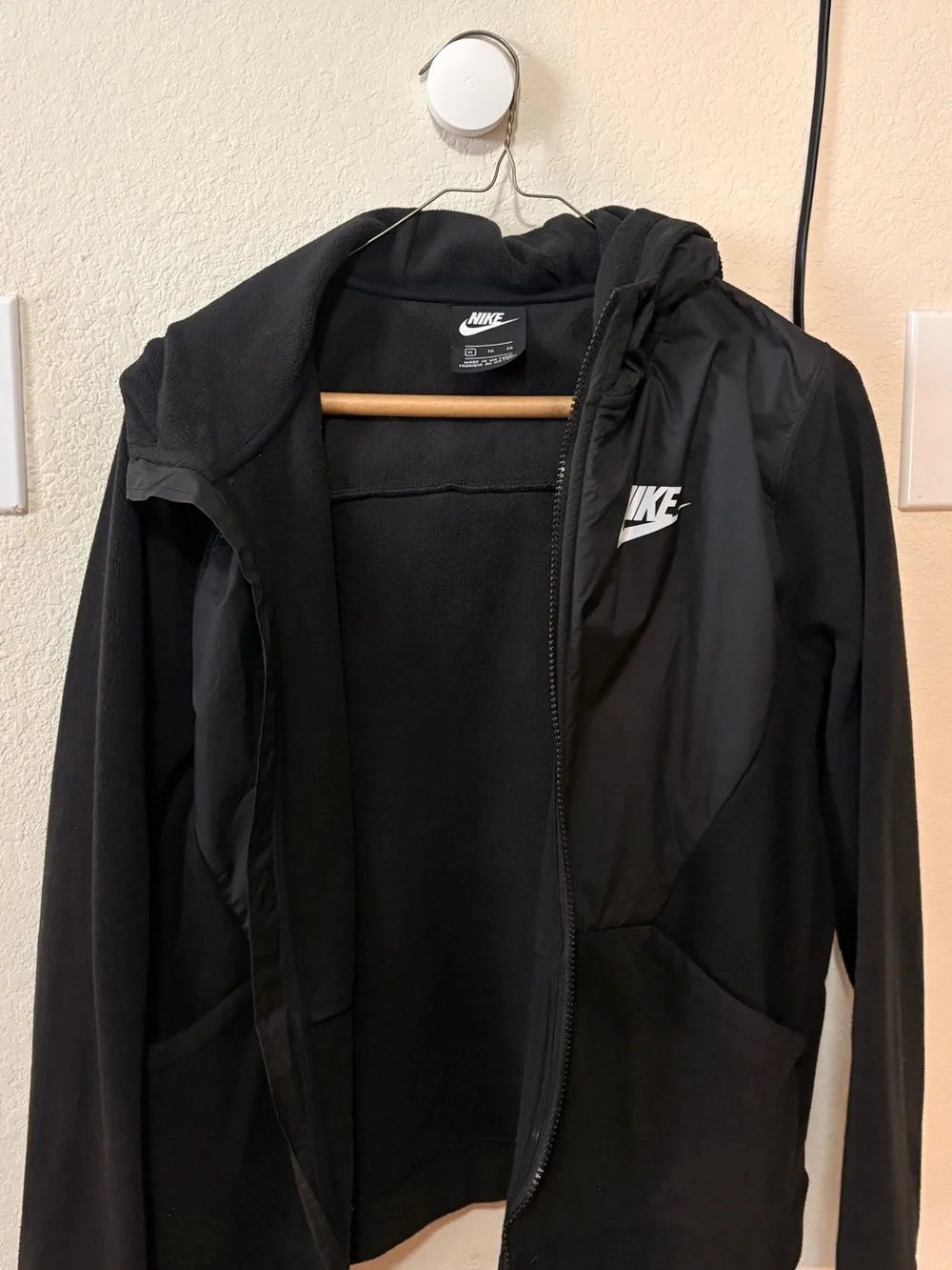 Nike Black Hooded Jacket with White Logo